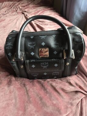 Authentic MCM Visetos Black Boston Bag